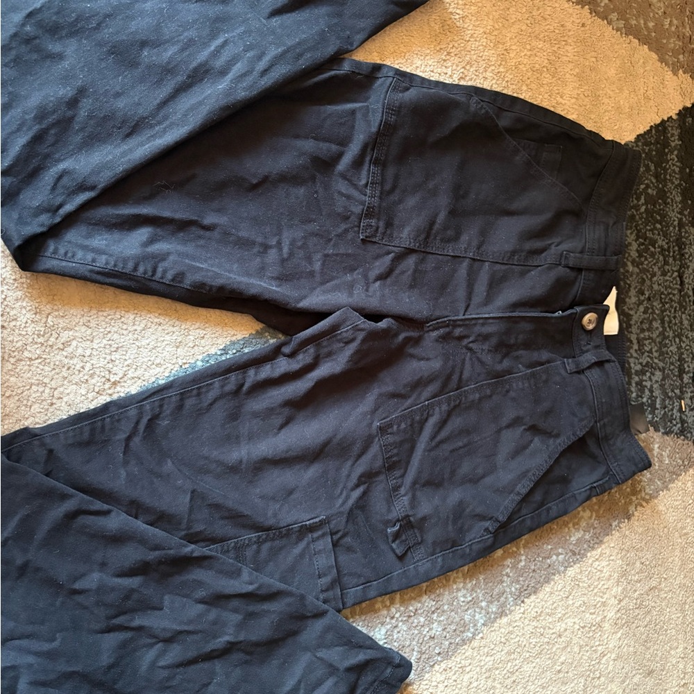 H&M Black Cargo Pants Straight Leg Casual